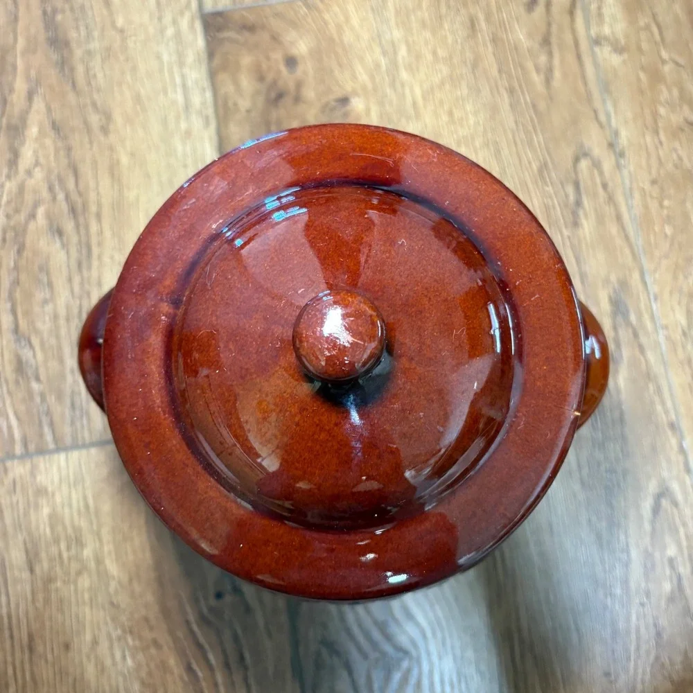 Vintage 70s McCoy Brown Drip Glaze‎ Cookie Jar USA Pottery 7024 MCM Retro Boho